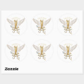 Luxury Golden Barber Scissors Eagle Wings Sticker ラウンドシール (シート)