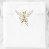 Luxury Golden Barber Scissors Eagle Wings Sticker ラウンドシール (バッグ)