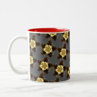 Luxury Golden Floral Mandala Ornamental Design ツートーンマグカップ