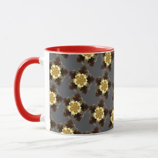 Luxury Golden Floral Mandala Ornamental Design マグカップ (左)