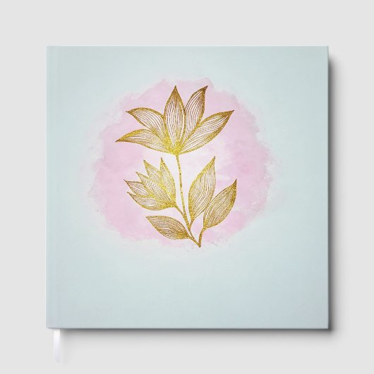 Luxury Golden Flower Pink Watercolor  ゲストブック (正面)