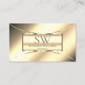 Luxury Golden Glamorous with Monogram and Photo 名刺 (正面)