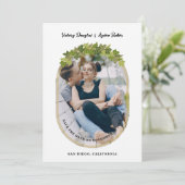 Luxury Golden Ivi Leaves Oval Frame Chic Photo セーブザデート (スタンド正面)