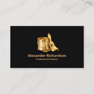 Luxury Golden Paint Tools Illustration | ブラック 名刺