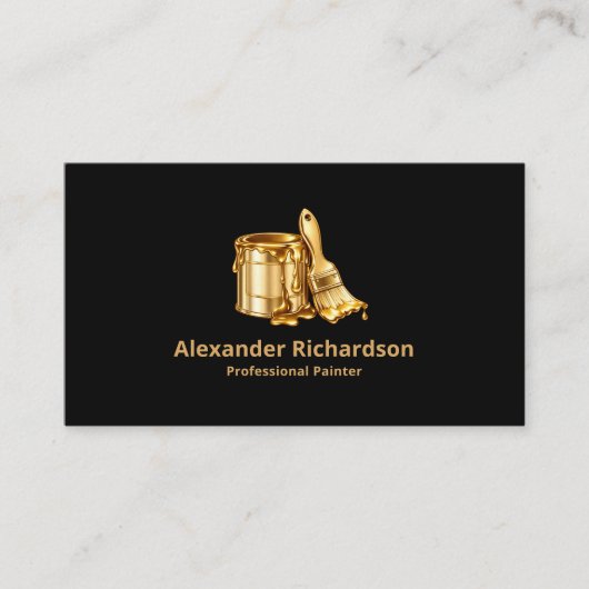 Luxury Golden Paint Tools Illustration | ブラック 名刺 (正面)