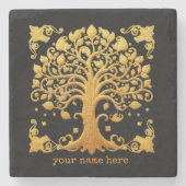 Luxury Golden Tree of Life ストーンコースター (正面)