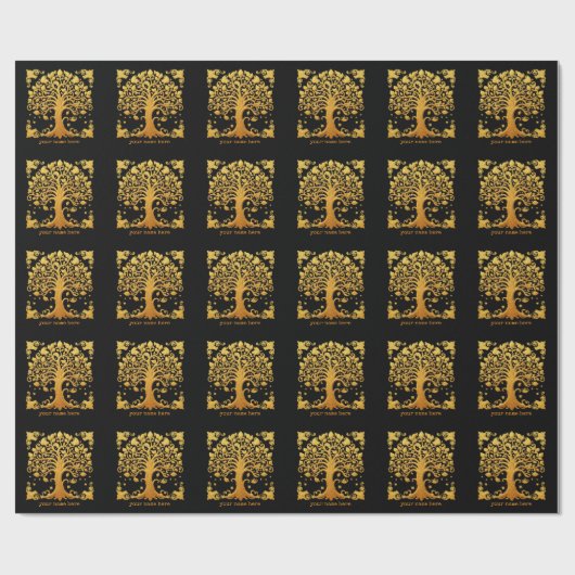Luxury Golden Tree of Life ラッピングペーパー (フラット)