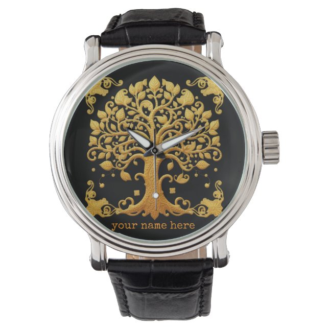 Luxury Golden Tree of Life 腕時計 (正面)