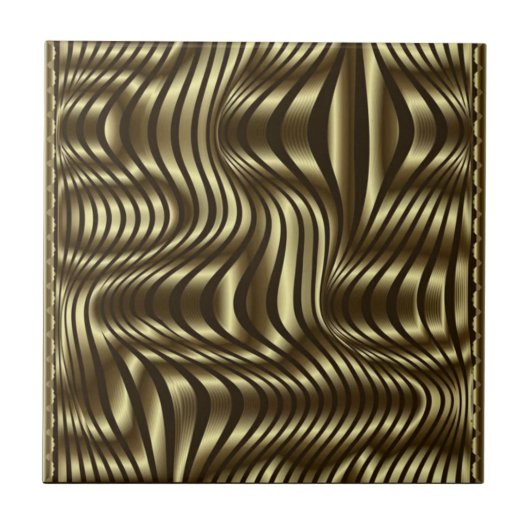 Luxury Golden Wave gold stripes タイル (正面)