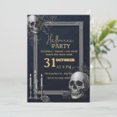 Luxury Gothic Halloween Party Invitation | Silver 招待状 (スタンド正面)