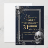 Luxury Gothic Halloween Party Invitation | Silver 招待状 (正面/裏面)