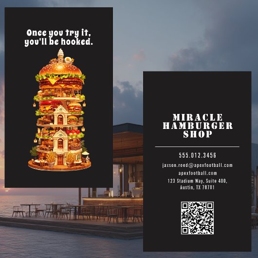 Luxury Gourmet Burger Shop Black Business Card 名刺