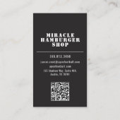 Luxury Gourmet Burger Shop Black Business Card 名刺 (裏面)
