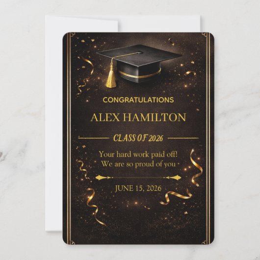Luxury Graduation Invite Editable 招待状 (正面)
