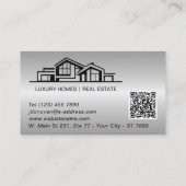Luxury Gray Silver Real Estate Chic Professional 名刺 (裏面)