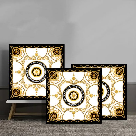 Luxury Greek Baroque Gold Medallion Pattern タイル