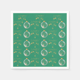 Luxury Green and Gold Bauble Christmas スタンダードカクテルナプキン