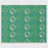 Luxury Green and Gold Bauble Christmas ラッピングペーパー (フラット)