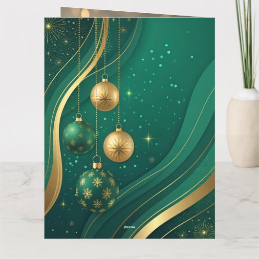 Luxury Green and Gold Christmas Card  カード (裏面)