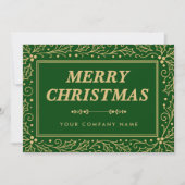 Luxury Green & Antique-Gold Business Christmas シーズンカード (正面)