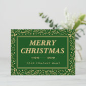 Luxury Green & Antique-Gold Business Christmas シーズンカード (スタンド正面)