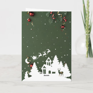 Luxury Green Christmas Card With Golden Accents シーズンカード
