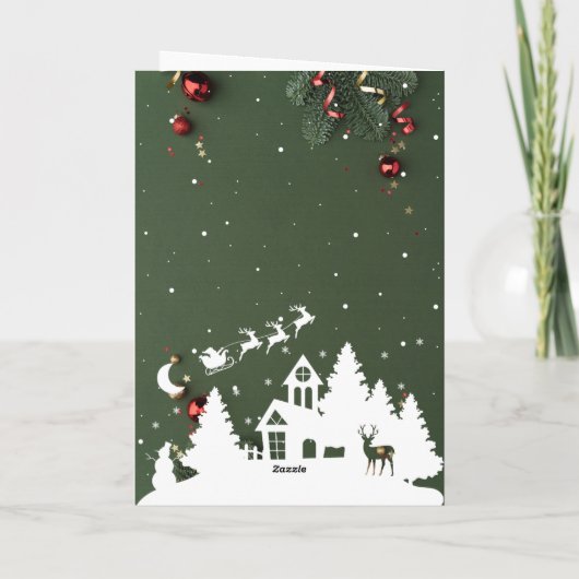 Luxury Green Christmas Card With Golden Accents シーズンカード (裏面)