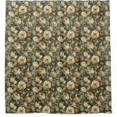 Luxury Green Gold Curtain Modern Botanical Style シャワーカーテン (正面)