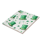 Luxury Green Gold Hats and Shamrocks White タイル (側面)