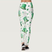 Luxury Green Gold Hats and Shamrocks White レギンス (裏面)