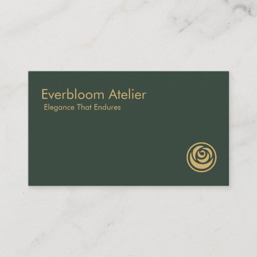 Luxury Green Gold Minimalist Timeless Designer 名刺 (正面)