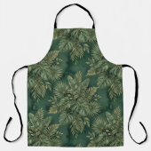 Luxury Green Gold Tropical Leaves Pattern エプロン (正面)