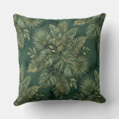 Luxury Green Gold Tropical Leaves Pattern クッション (裏面)