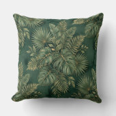 Luxury Green Gold Tropical Leaves Pattern クッション (正面)