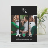 Luxury Green Heart Lace Effect 3 Multi Photos 招待状 (スタンド正面)