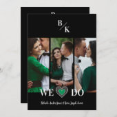 Luxury Green Heart Lace Effect 3 Multi Photos 招待状 (正面/裏面)