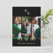 Luxury Green Heart Lace Gold Effect 3 Multi Photos 招待状 (スタンド正面)