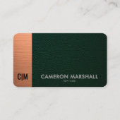 Luxury Green Leather Monogram with Copper Accent  名刺 (正面)