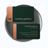 Luxury Green Leather Monogram with Copper Accent  名刺