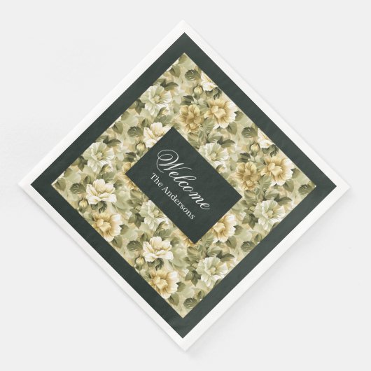 Luxury Green Napkins Gold Foliage Table Accent (コーナー)