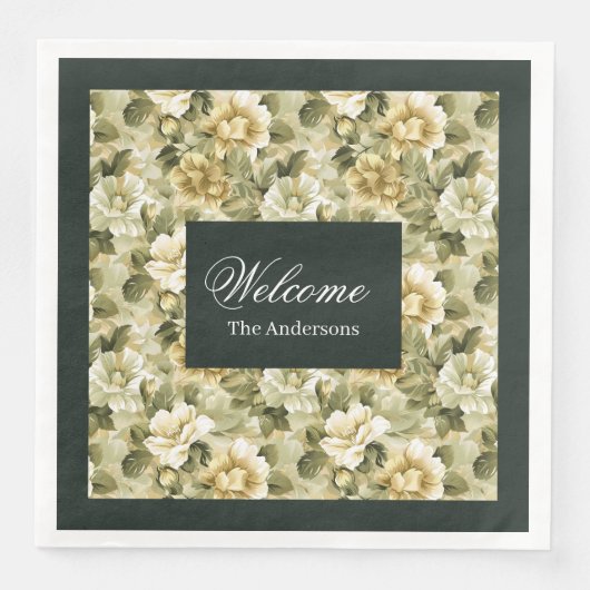 Luxury Green Napkins Gold Foliage Table Accent (正面)