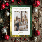 Luxury Green Plaid Portrait Photo Christmas Card シーズンカード