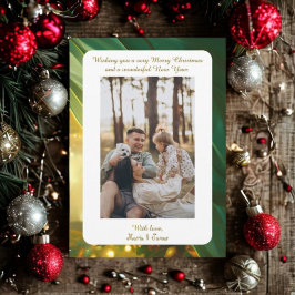 Luxury Green Plaid Portrait Photo Christmas Card シーズンカード