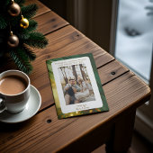 Luxury Green Plaid Portrait Photo Christmas Card シーズンカード