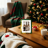 Luxury Green Plaid Portrait Photo Christmas Card シーズンカード