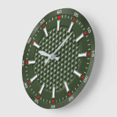 Luxury Green Textured Modern Forest Green ラージ壁時計 (傾斜)