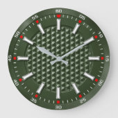 Luxury Green Textured Modern Forest Green ラージ壁時計 (正面)