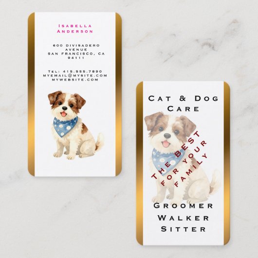 Luxury Grooming Dog Personalized Trendy Collection 名刺 (正面/裏面)