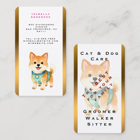Luxury Grooming Pet Personalized Trendy Collection 名刺 (正面/裏面)