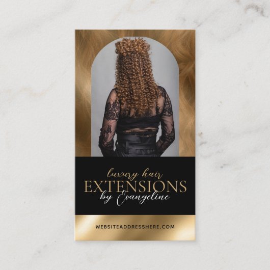 Luxury Hair Extensions Salon Arch Photo Black Gold 名刺 (正面)